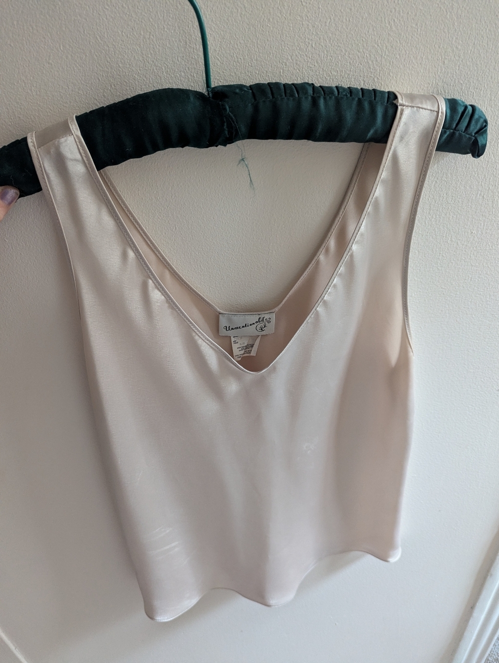 Vintage Unmentionables Satin Cream Tank Top